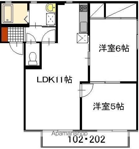 クオリティハイツ B棟(2LDK/2階)の間取り写真