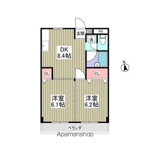 レジデンスホリ(2DK/1階)の間取り写真