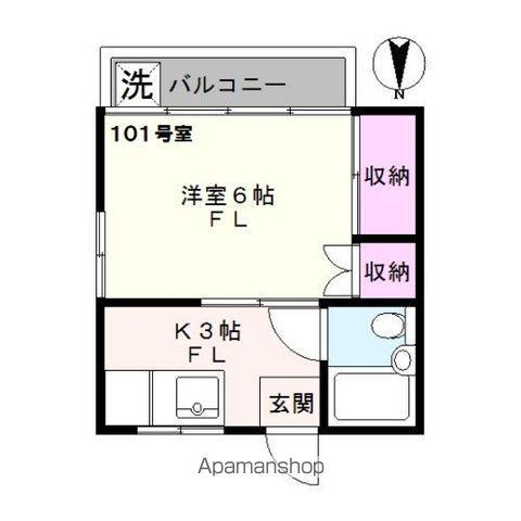 カーサわたなべ(1K/1階)の間取り写真