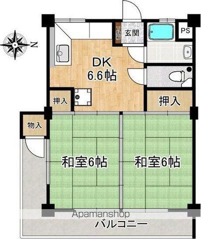 メルベーユ(2DK/2階)の間取り写真