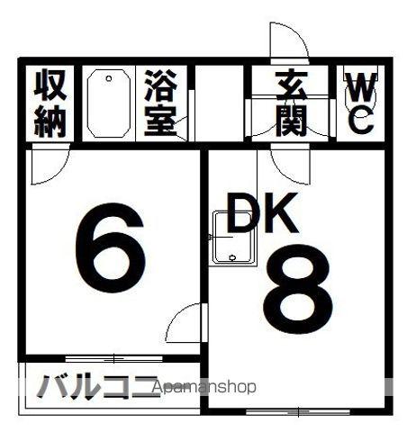 コンフォートクサカ(1DK/2階)の間取り写真