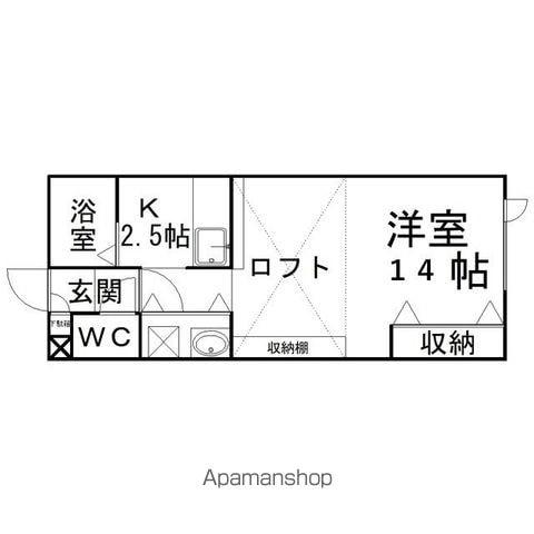 パセオ常盤B(1K/2階)の間取り写真