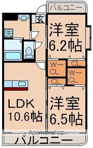 アルソーレフジミ(2LDK/2階)の間取り写真