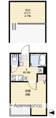 コンフィア目黒本町(1K/3階)の間取り写真