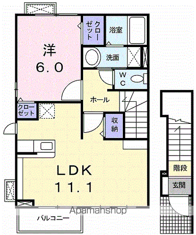フォルム植上(1LDK/2階)の間取り写真