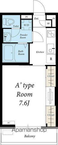 サードロック立川(1K/3階)の間取り写真