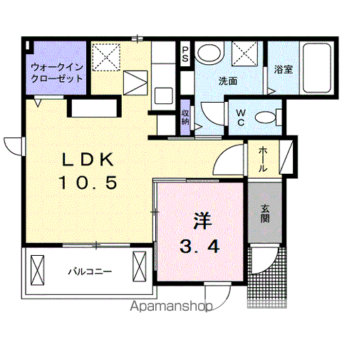 ツインタウン道ノ窪 Ⅱ(1LDK/1階)の間取り写真