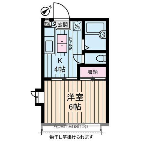 さくらパークB棟(1K/1階)の間取り写真