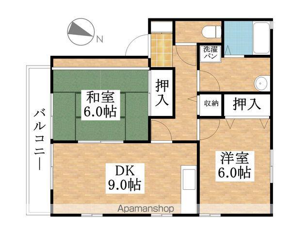 フラワーパーク(2DK/2階)の間取り写真