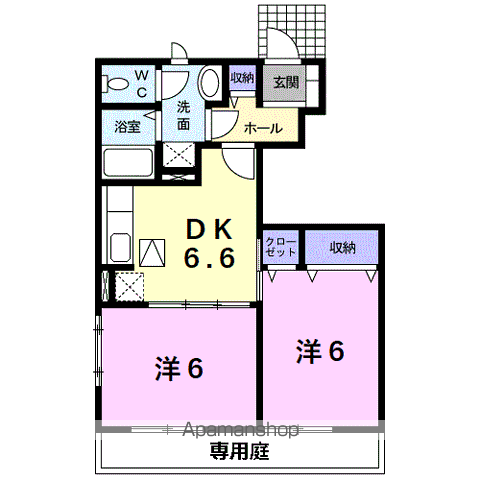 ソレイユ冨貴B(2DK/1階)の間取り写真