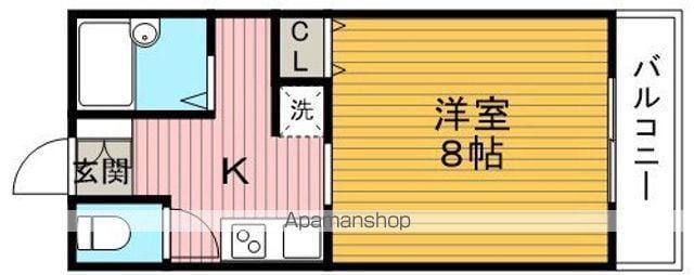 延明ハイツ(ワンルーム/1階)の間取り写真