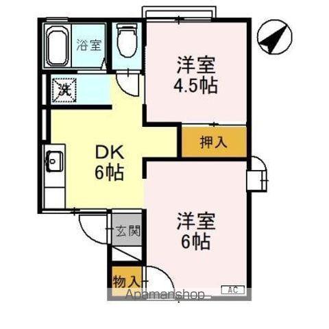 ワカバハイツ(2DK/1階)の間取り写真