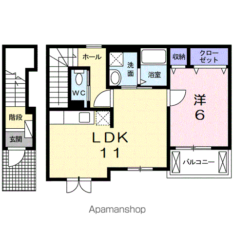 アクア ヴィータ(1LDK/2階)の間取り写真