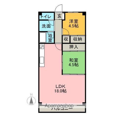 サンスペリオ(2LDK/4階)の間取り写真