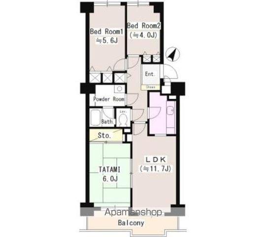 立川サニーコート(3LDK/7階)の間取り写真