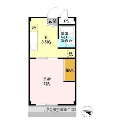 ホワイトルミエール(1K/1階)の間取り写真