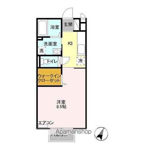 ブランフルール(1K/2階)の間取り写真