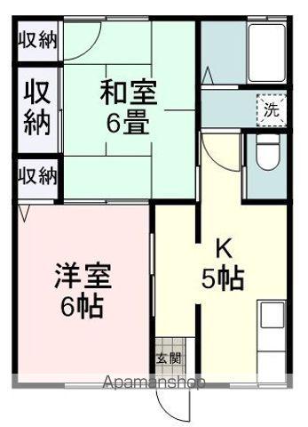 コウサンハイツ1(2K/1階)の間取り写真