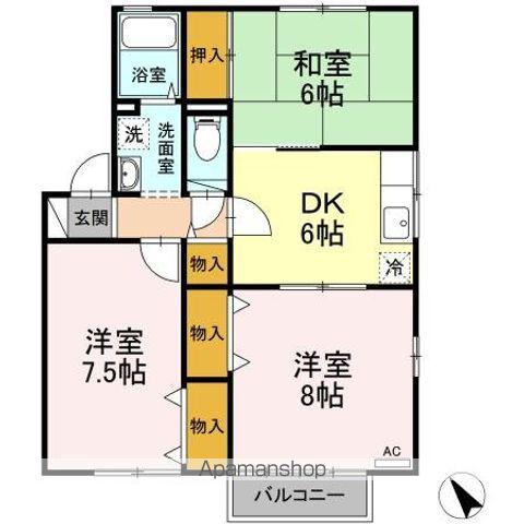 グリーンシャンテ(3DK/2階)の間取り写真