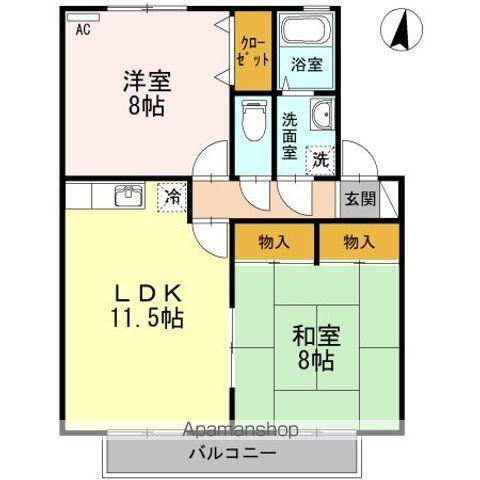 セジュール丹地(2LDK/2階)の間取り写真