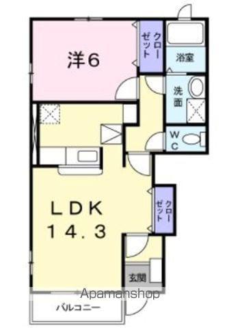 メルティー・アイⅡB(1LDK/1階)の間取り写真