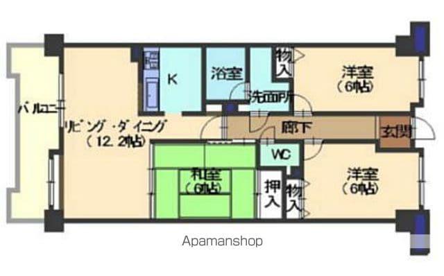 サンシテイ古川駅前(3LDK/4階)の間取り写真