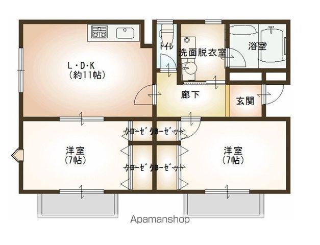 エスポワールⅠ・Ⅱ番館(2LDK/1階)の間取り写真