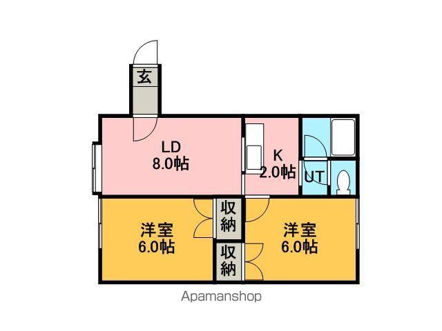 プラタナス曙A(2LDK/3階)の間取り写真