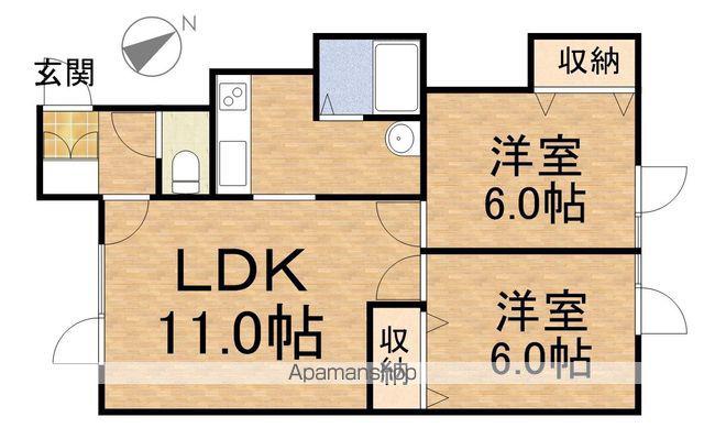 ローズハイム月寒(2LDK/1階)の間取り写真