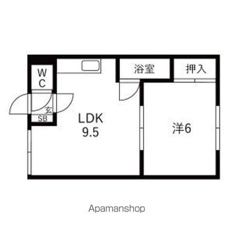 ハイツ渡辺B(1LDK/1階)の間取り写真