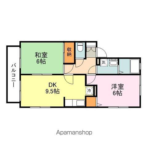 メンバーズタウン草戸Ⅱ(2DK/2階)の間取り写真