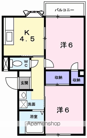 リバティーベルⅠ(2K/1階)の間取り写真