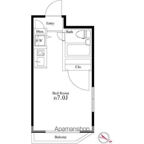 クレセール笹塚(ワンルーム/2階)の間取り写真