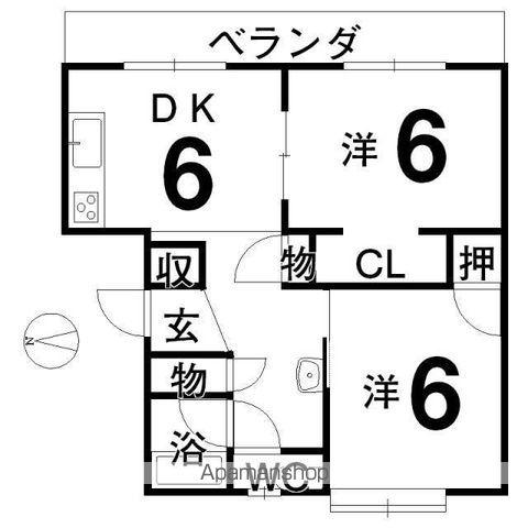 コデラビル(2DK/4階)の間取り写真