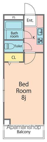 ツインテラス(1K/6階)の間取り写真