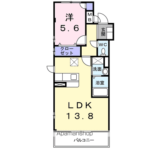 WEALTH CRANE(1LDK/3階)の間取り写真