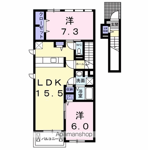 ウィステリアタウン Ⅷ(2LDK/2階)の間取り写真