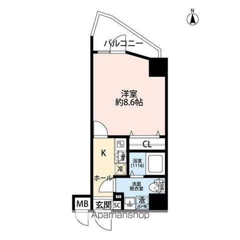 プレール・ドゥーク西新井Ⅱ(1K/8階)の間取り写真