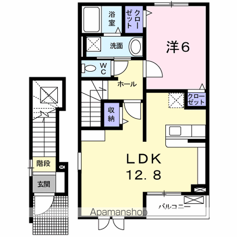 ベル・デーア(1LDK/2階)の間取り写真