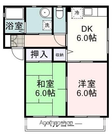 マシェリなみき(2DK/1階)の間取り写真