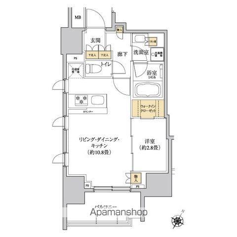 グレーシアフィット三軒茶屋(1LDK/7階)の間取り写真