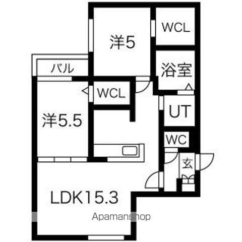 TSUKISAMU GROOVE(2LDK/2階)の間取り写真
