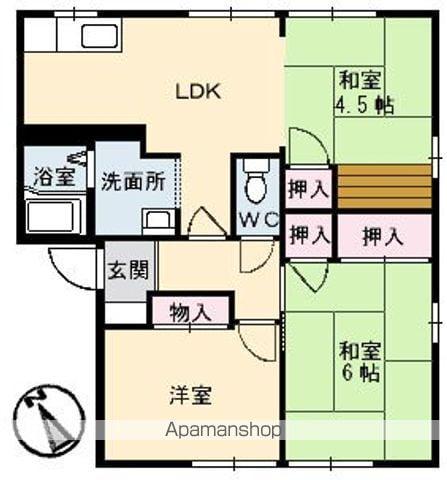 コスモタウン森岡 C棟(2LDK/2階)の間取り写真
