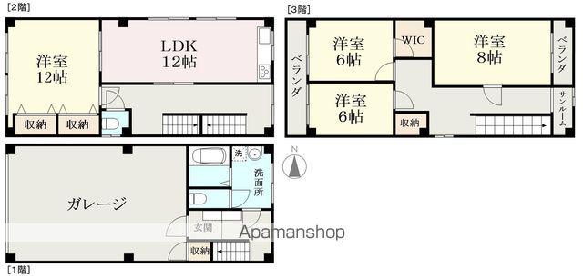 福井鉄道福武線 足羽山公園口駅 徒歩5分 3階建 築47年(4LDK)の間取り写真