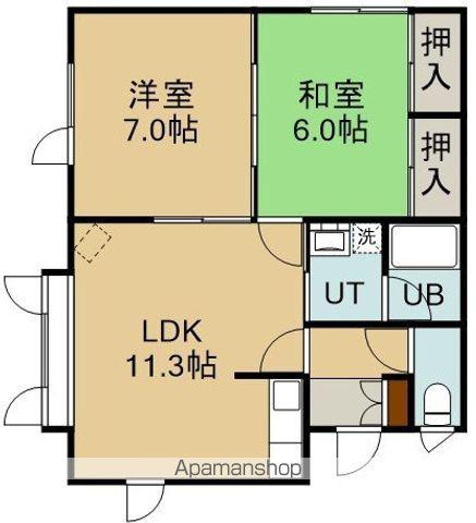 メゾン・グリーンヒルズ(2LDK/2階)の間取り写真