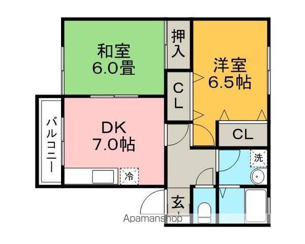 セジュールヒルサイド(2DK/1階)の間取り写真