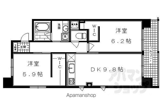 IL ROSSO 堀川六角(2DK/4階)の間取り写真