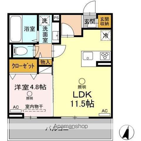 ボナール武蔵ヶ丘(1LDK/2階)の間取り写真