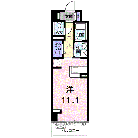 ユリウス 湊町(ワンルーム/3階)の間取り写真