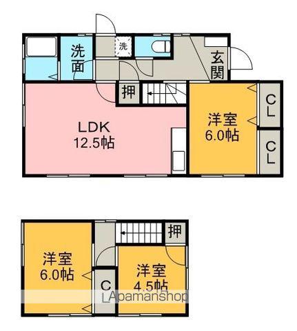 名鉄小牧線 田県神社前駅 徒歩19分 2階建 築49年(3LDK)の間取り写真